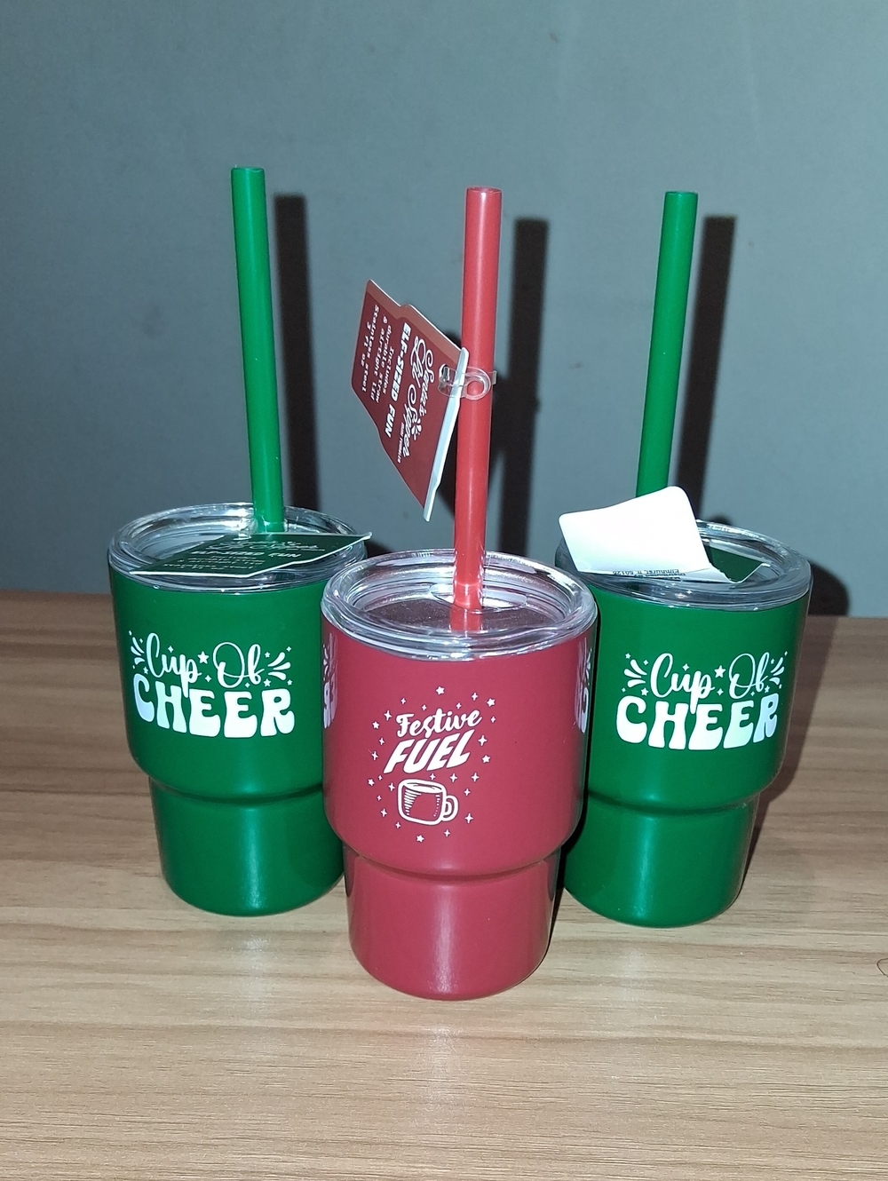 Festive Fuel & Cup of Cheer Holiday Tumblers Set - Red and Green